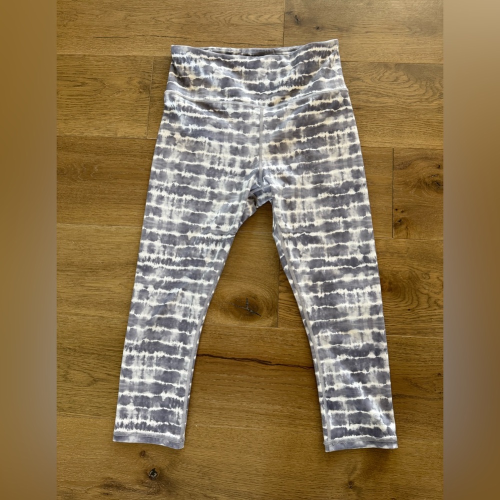 ATHLETA WOMENS Grey Tie-Dye Elation Capri Leggings